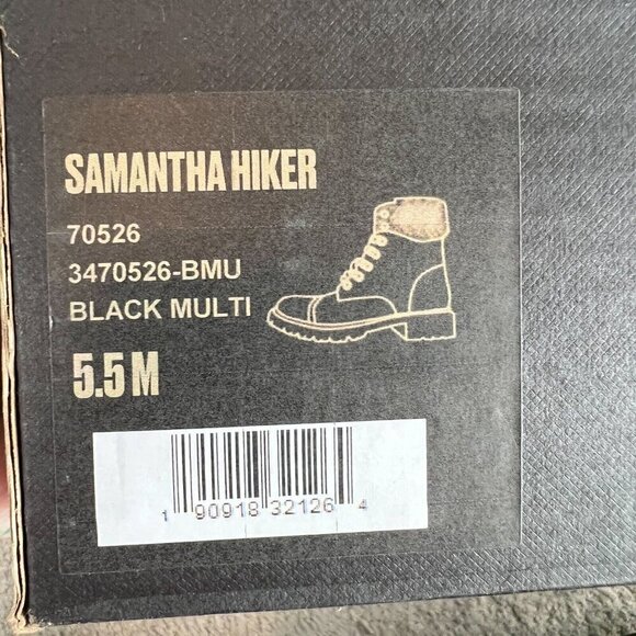 FRYE Women's Samantha Hiker Black Leather Lace Up Combat Bootie Size 5.5M NWB - Picture 6 of 11